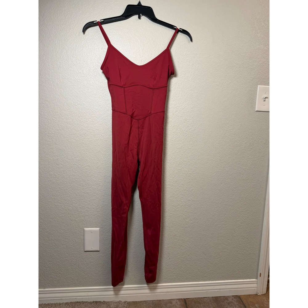 Joy Lab Red V-Neck Corset Seam Activewear Jumpsuit XS